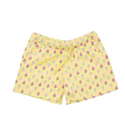 Shorts jersey bimba giallo stampa fragoline