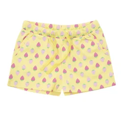 Shorts jersey bimba giallo stampa fragoline