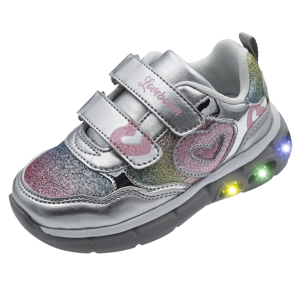Sneaker con luci colorate nella suola e doppio strappo