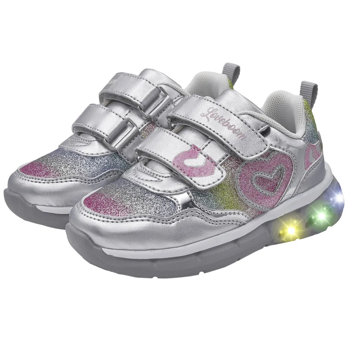 Sneaker con luci colorate nella suola e doppio strappo