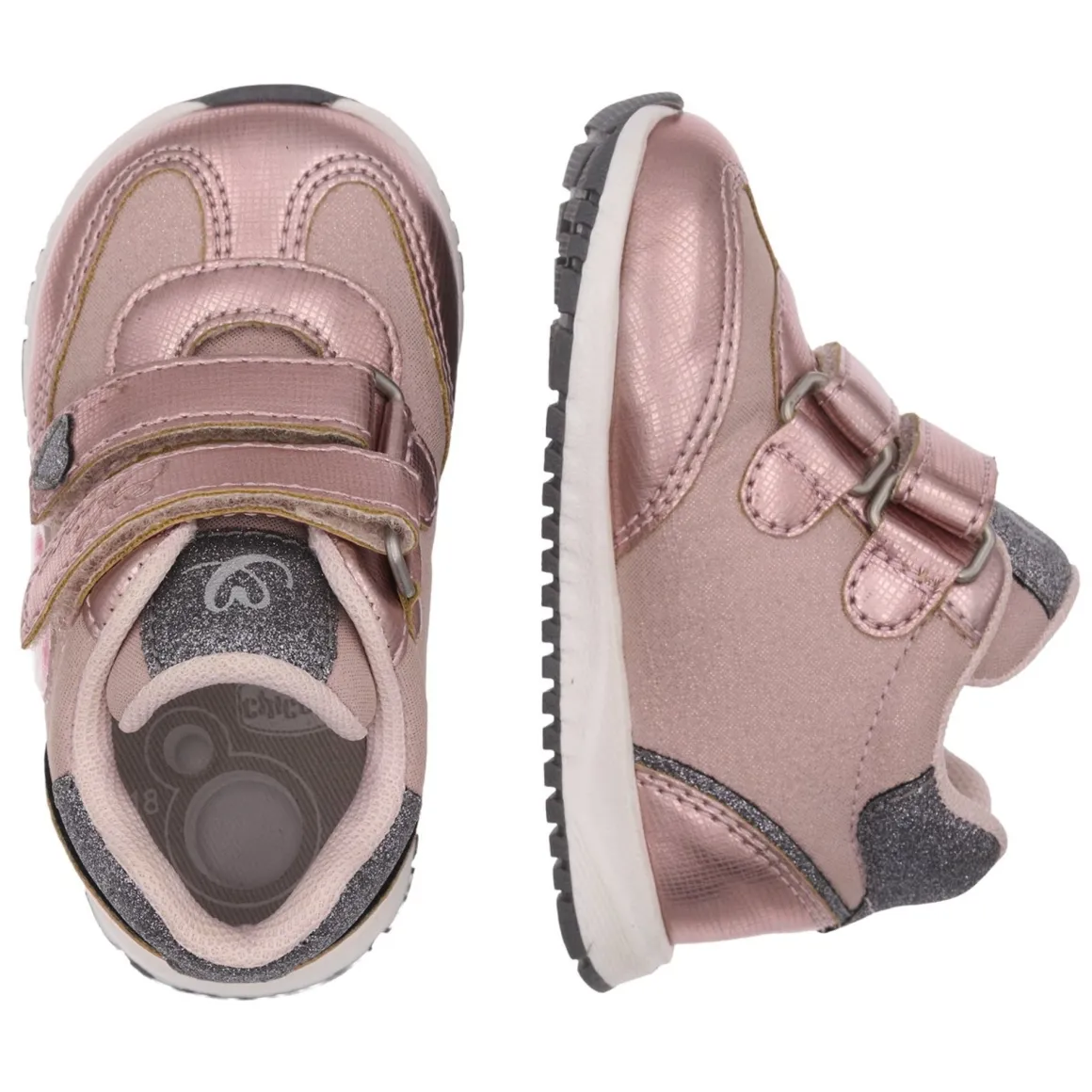 Sneaker giamma doppio velcro rosa con cuore glitter – chicco