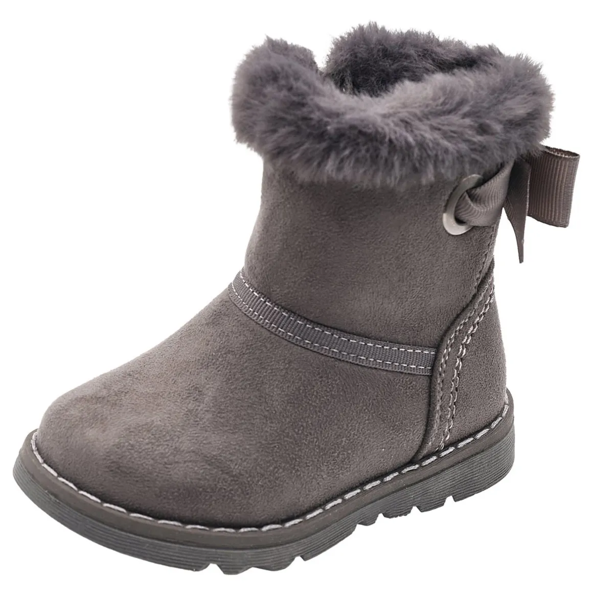 Stivaletto frutta con zip e finto pelo grigia fiocco – chicco