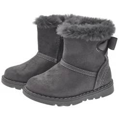 Stivaletto frutta con zip e finto pelo grigia fiocco – chicco