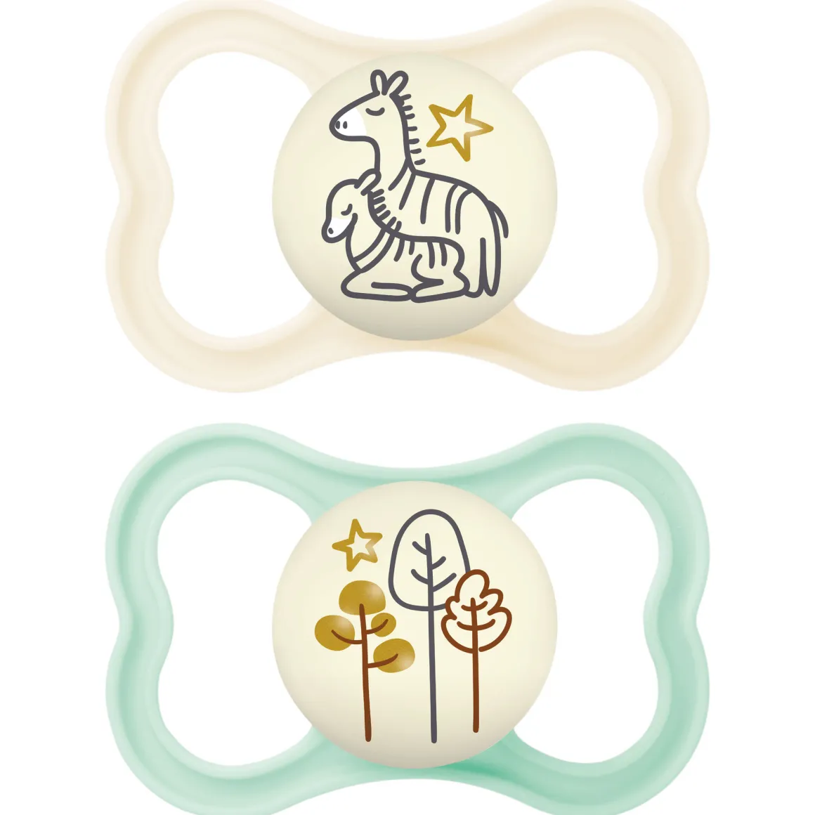 Succhietti air night 16+ silicone bio-circolare conf. doppia verde/panna – mam