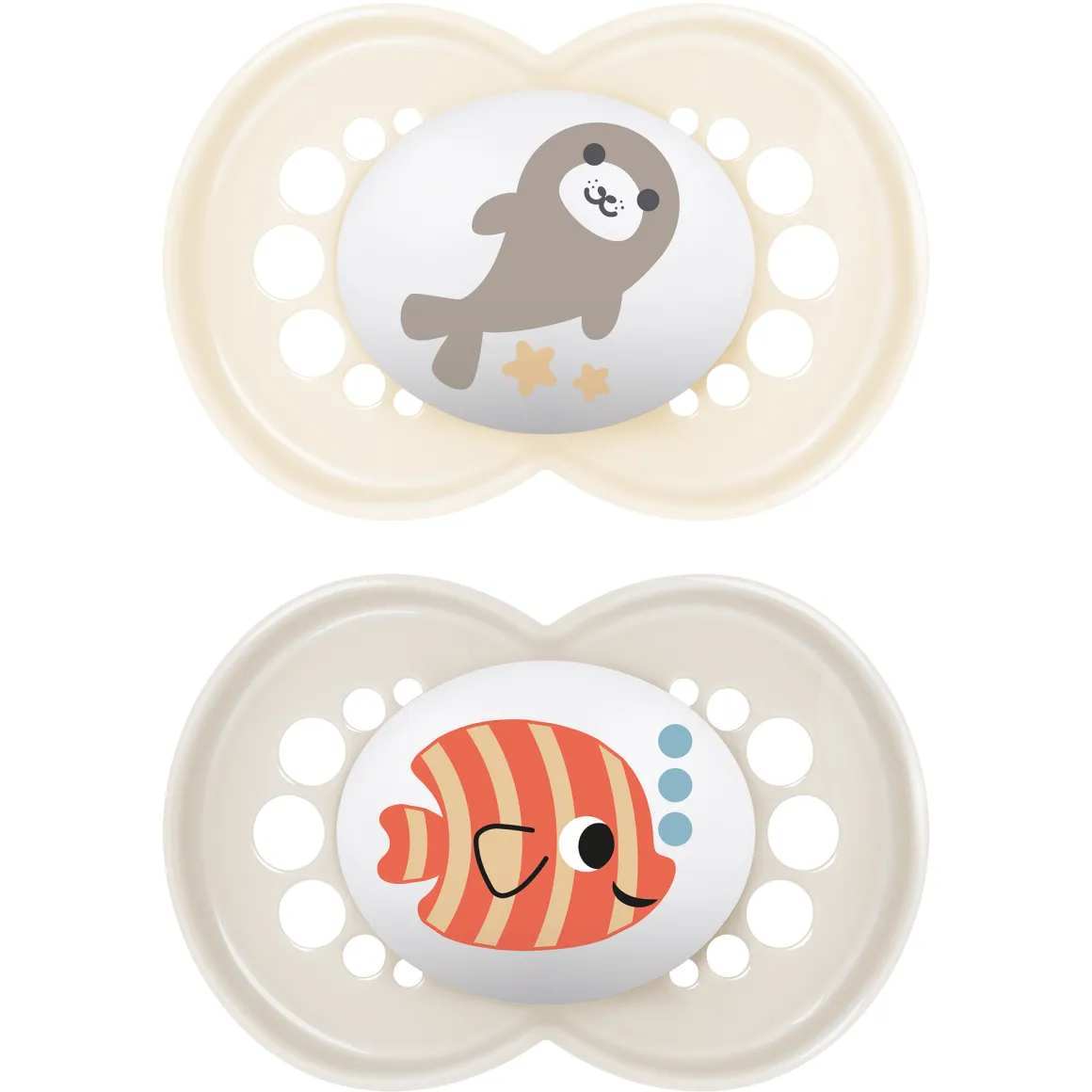 Succhietti original 6+ caucciù bio-circolare conf. doppia grigio/beige – mam