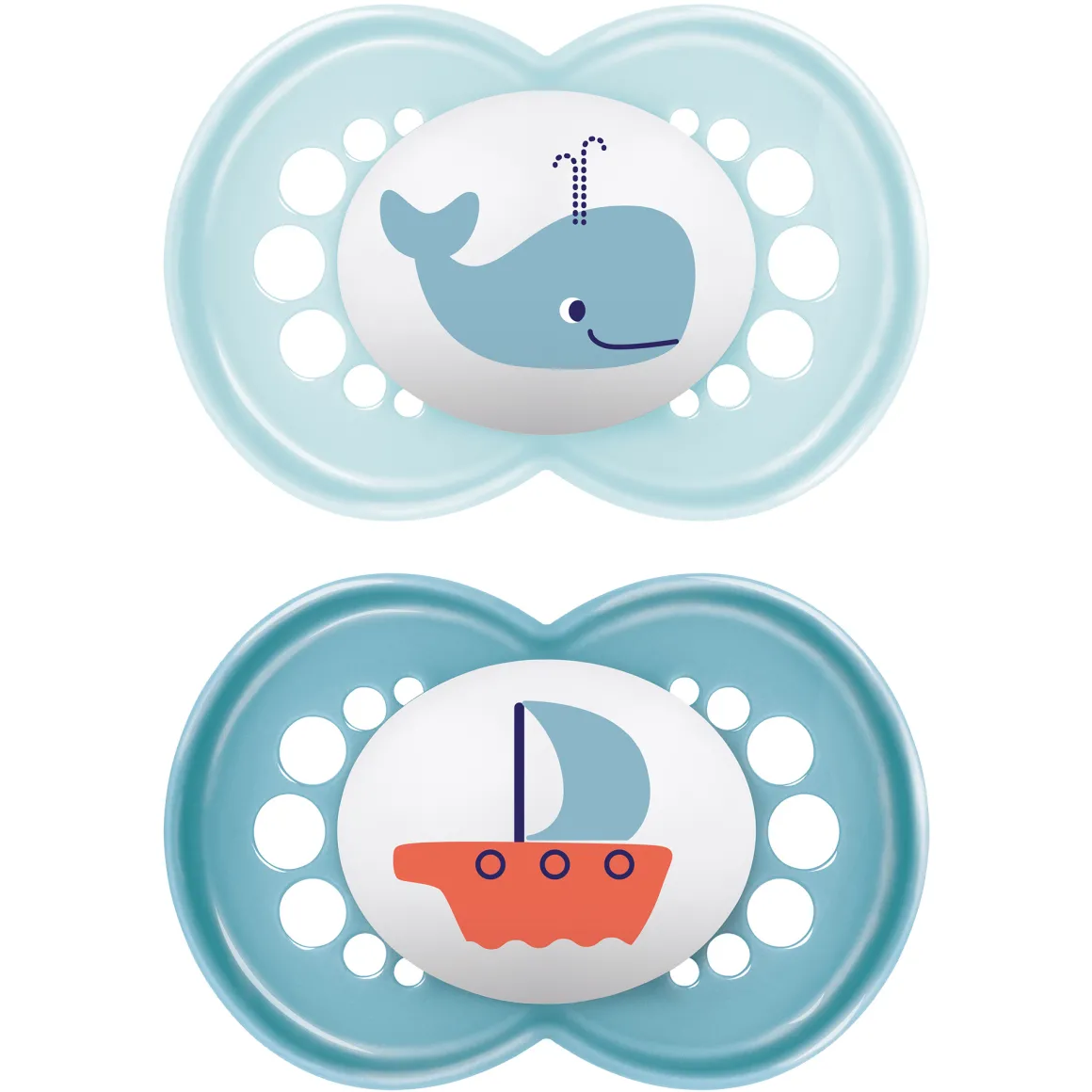 Succhietti original 6+ caucciù bio-circolare conf. doppia azzurro/blu – mam
