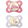 Succhietti original night 2-6m silicone bio-circolare conf. doppia rosa/viola – mam