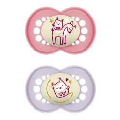 Succhietti original night 6+ silicone bio-circolare conf. doppia rosa/viola – mam