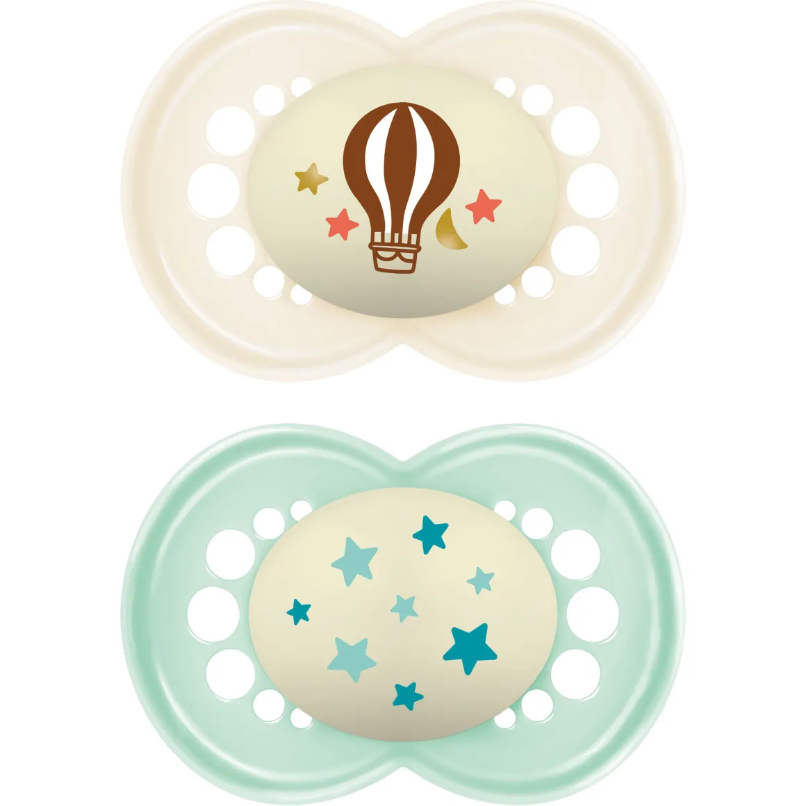 Succhietti original night 6+ caucciù bio-circolare conf. doppia verde/grigio – mam