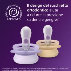 Succhietti ultra start 0-2m day pastello giallo e viola, a base vegetale – set da 2 ciucci – philips avent