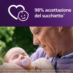 Succhietti ultra start 0-2m day pastello giallo e viola, a base vegetale – set da 2 ciucci – philips avent