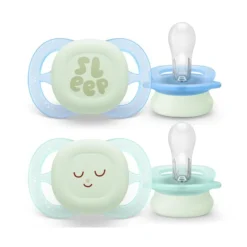 Succhietti ultra start 0-2m night pastello verde e blu smile e sleep, a base vegetale – set da 2 ciucci – philips avent