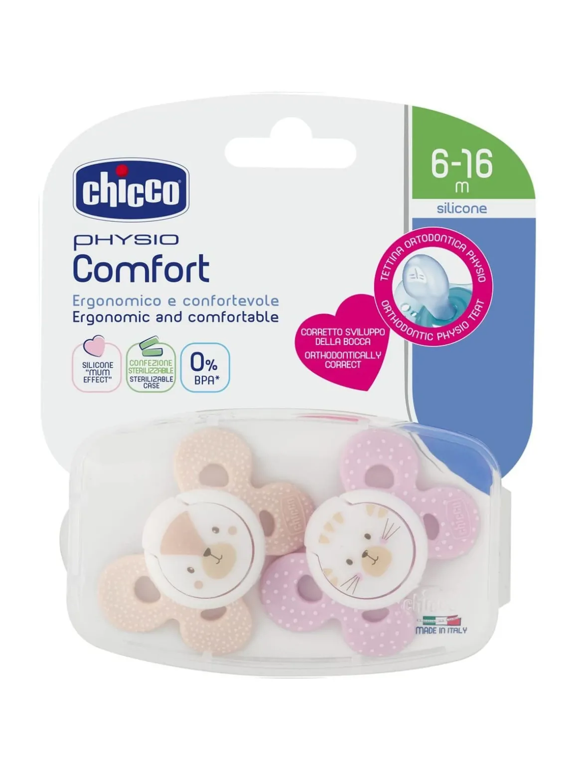 Succhietto comfort girl 6-16 mesi 2 pz colori assortiti