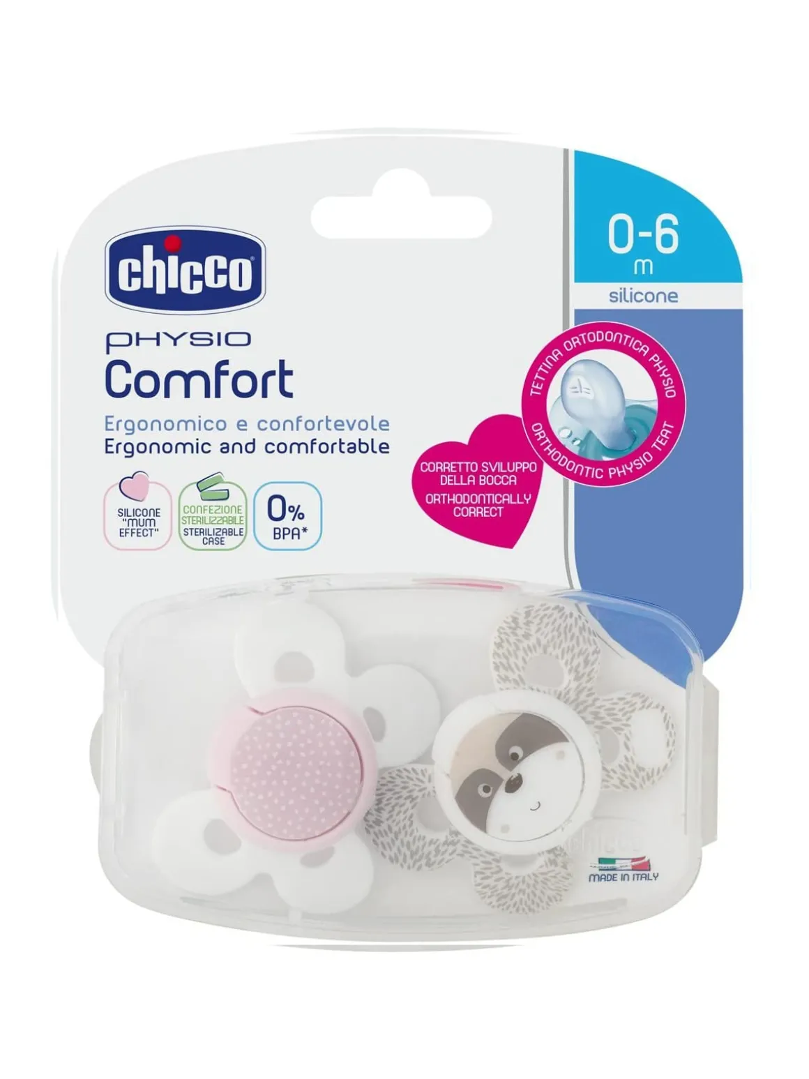 Succhietto comfort girl silicone 0-6 mesi 2 pz colori assortiti