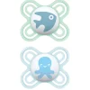 Succhietto perfect start 0-2m silicone bio-circolare conf.singola verde e blu- mam