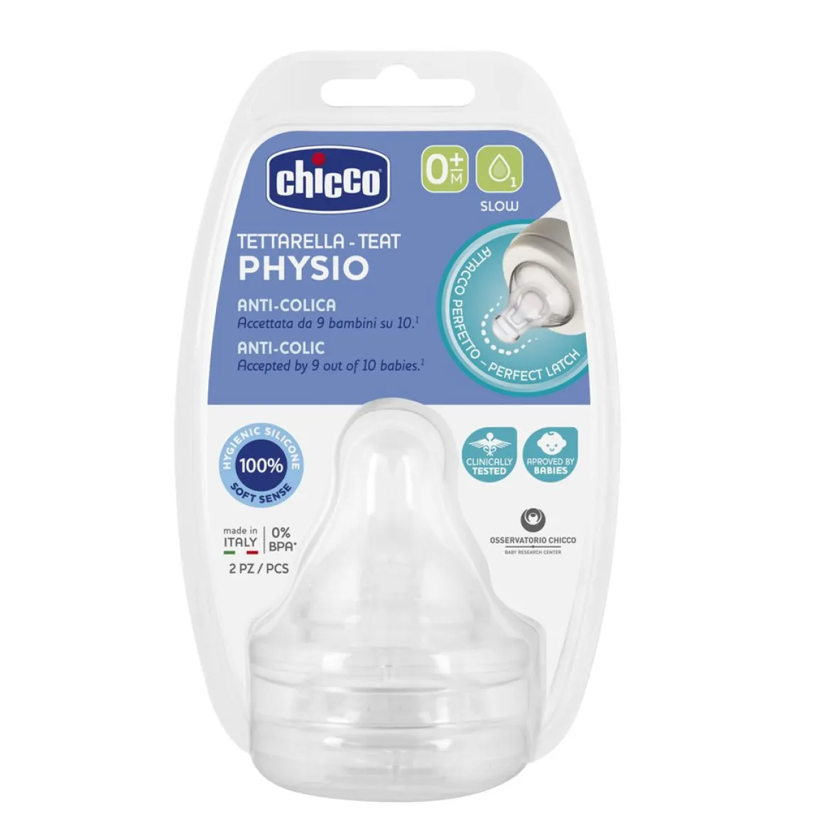 Tettarella physio – silicone 0m+ flusso lento 2pz