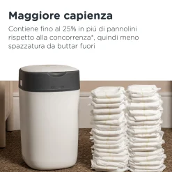 Tommee tippee twist and click cestino per pannolini avanzato bianco