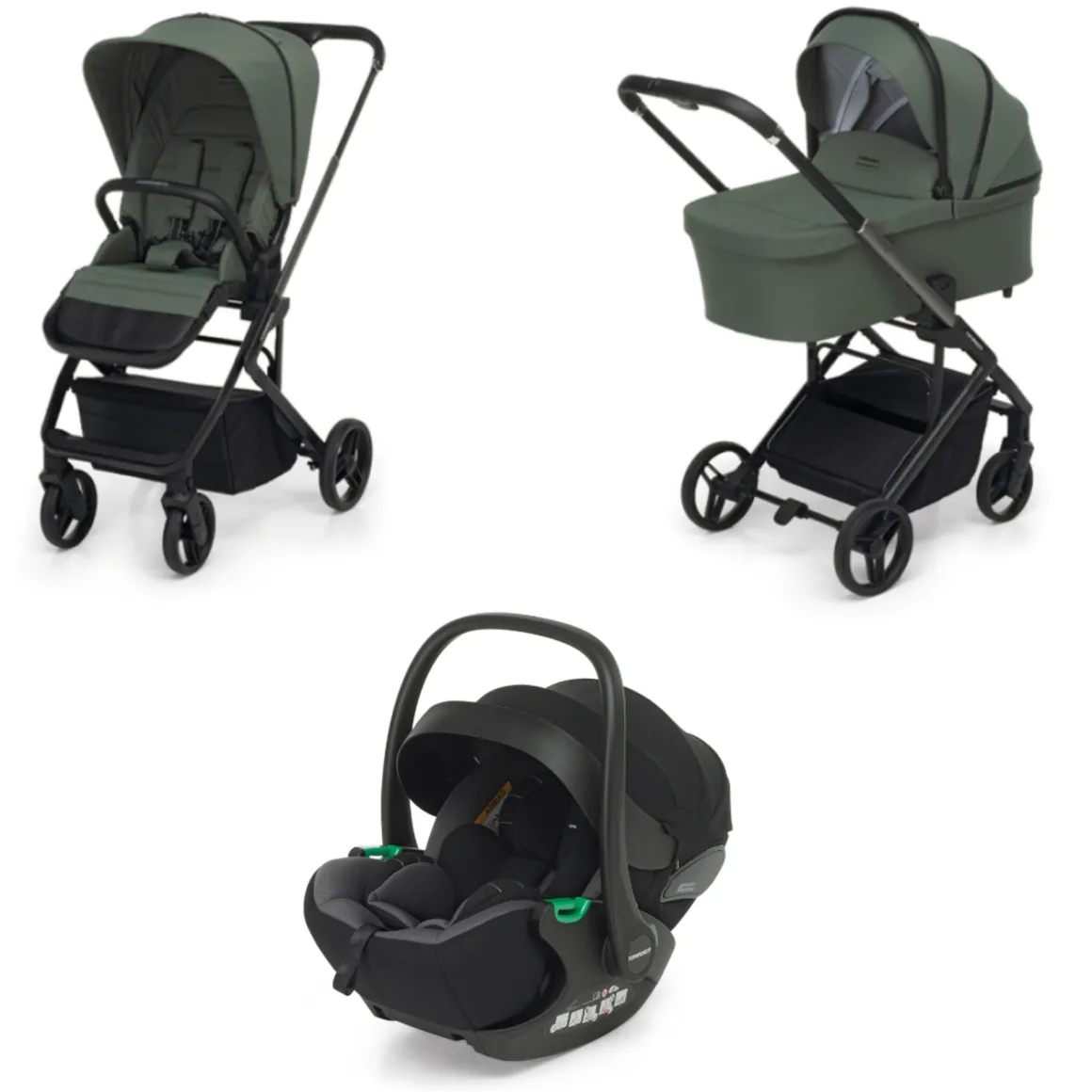 Trio tictoc olive + seggiolino rek black+ adattatore – foppapedretti