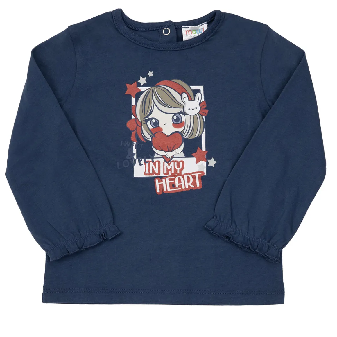 T-shirt blu bimba con stampa