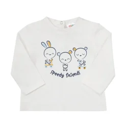 T-shirt jersey manica lunga bimba panna con stampa