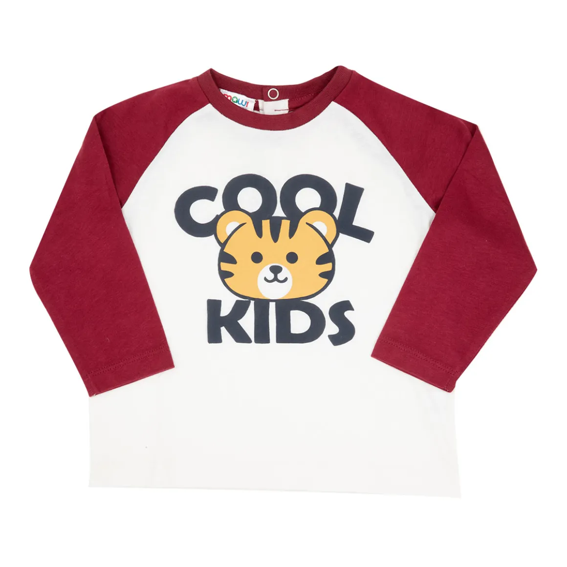 T-shirt jersey raglan bimbo bicolor panna/rosso