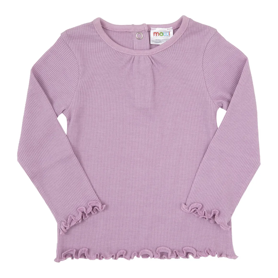 T-shirt manica lunga da bambina lilla costina