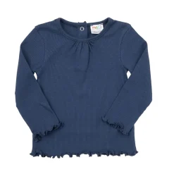 T-shirt manica lunga da bambina blu scuro costina