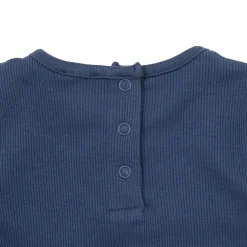 T-shirt manica lunga da bambina blu scuro costina