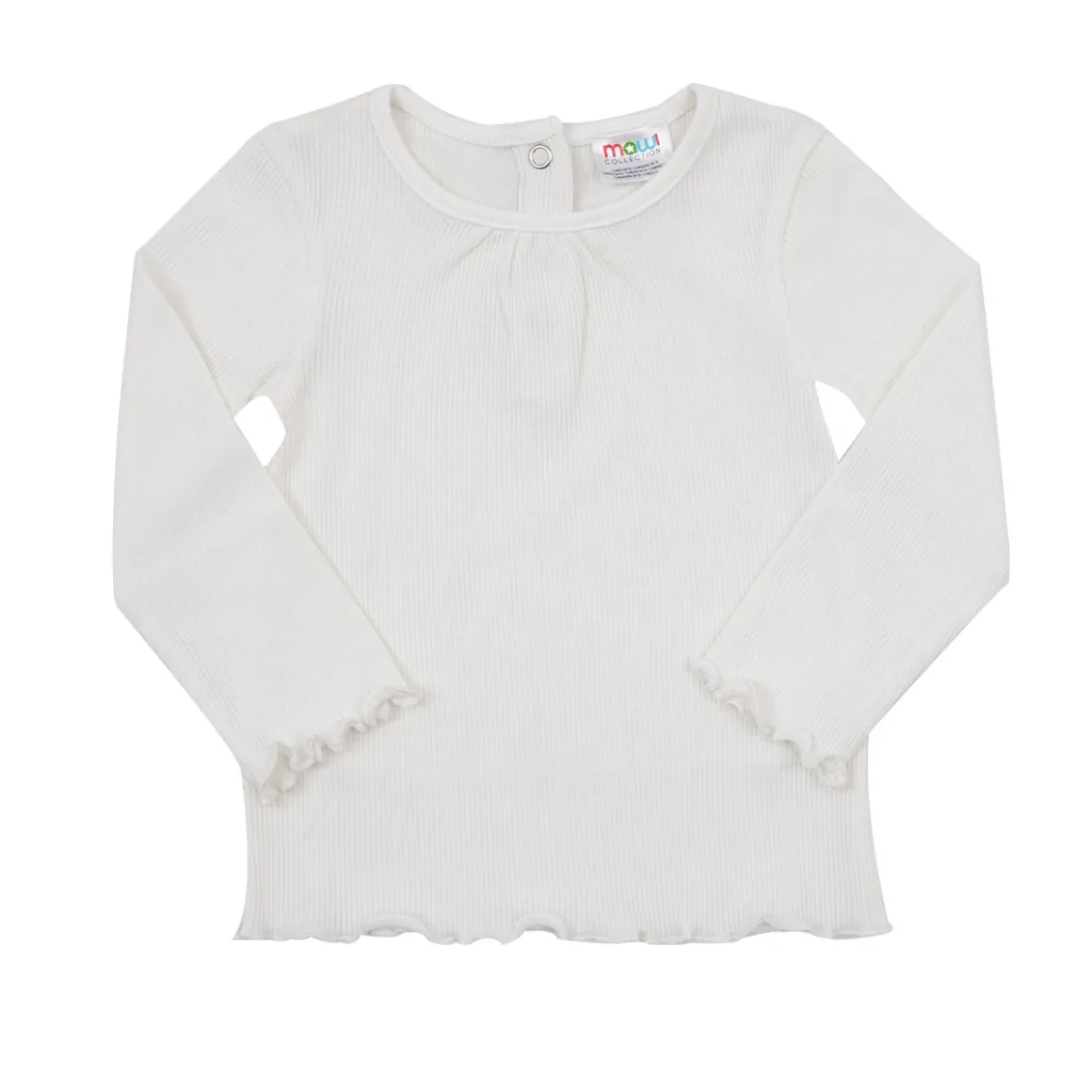 T-shirt manica lunga da bambina bianca costina