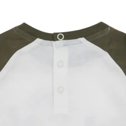 T-shirt manica lunga raglan bimbo bicolor bianco/verde