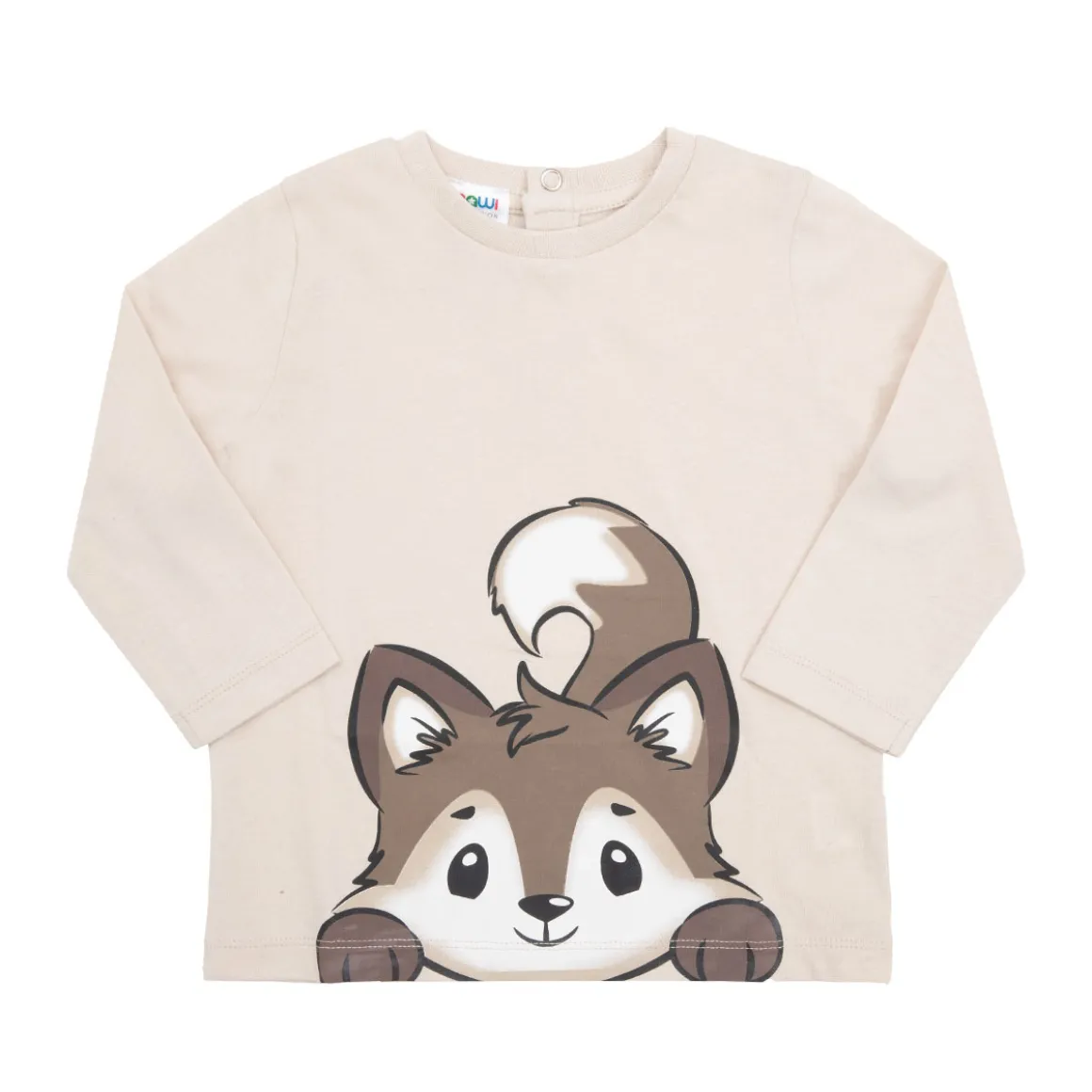 T-shirt maniche lunghe bimbo panna stampata