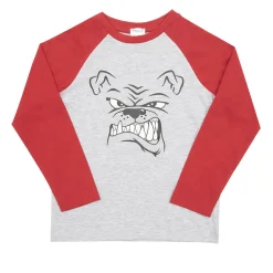 T-shirt maniche lunghe bimbo grigio/rosso stampa “dog”