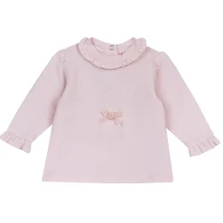 T.shirt m/l rosa ricamo coniglio tono su tono – chicco