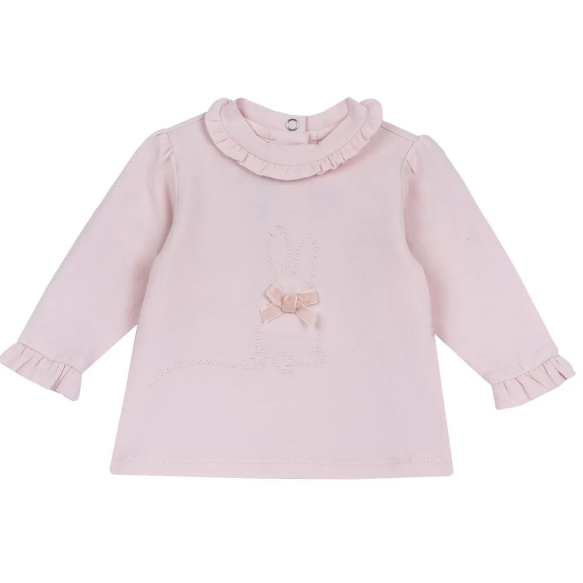 T.shirt m/l rosa ricamo coniglio tono su tono – chicco