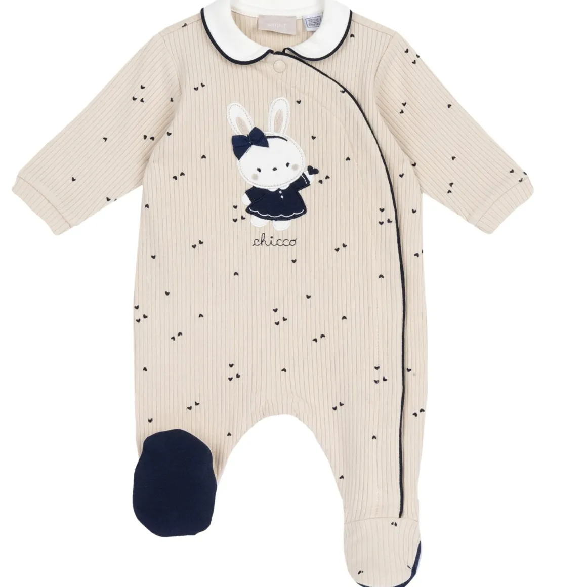 Tutina aperta davanti con coniglietta e all over cuoricini – chicco