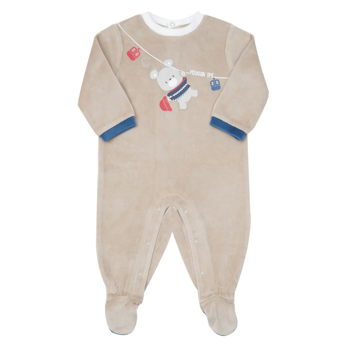 Tutina ciniglia bimbo beige con orsetto