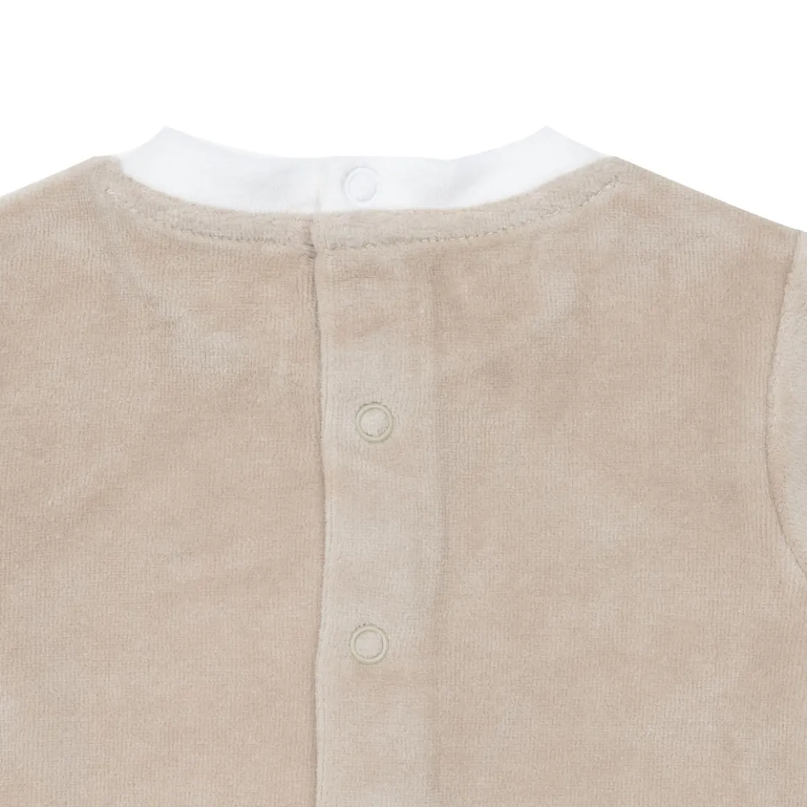 Tutina ciniglia bimbo beige con orsetto