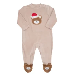 Tutina ciniglia unisex beige “orsetto di natale”