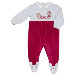 Tutina da bambina rosso/grigia “orsetti”