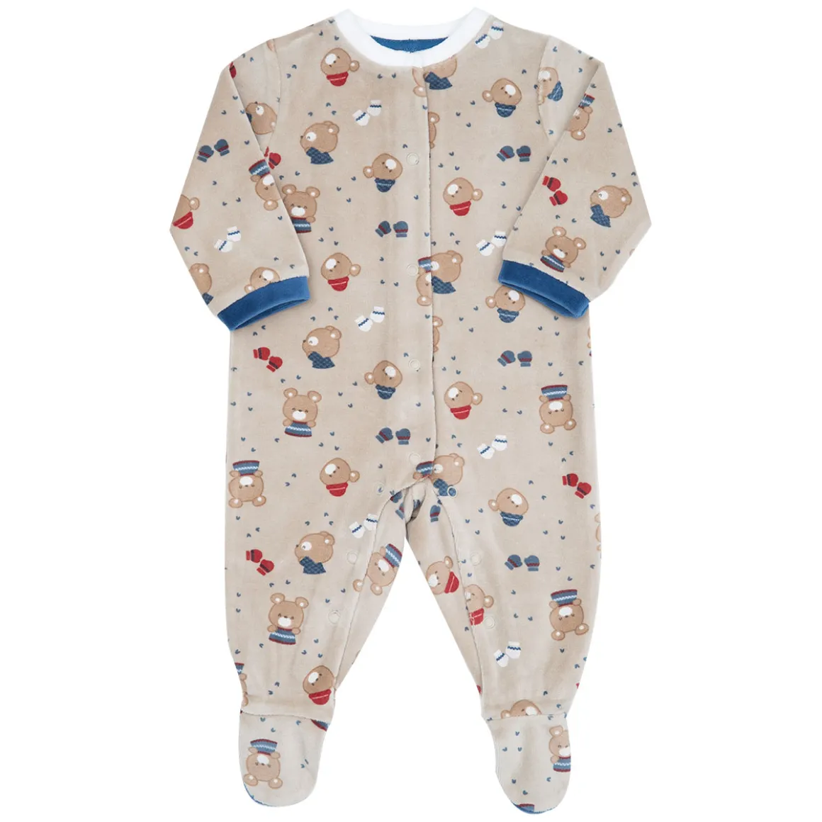 Tutina da bambino beige “orsetti” apertura frontale