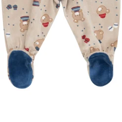 Tutina da bambino bicolor blue/marrone stampata