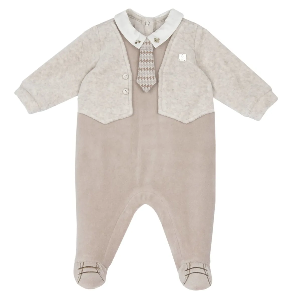 Tutina in ciniglia con colletto in tessuto – chicco