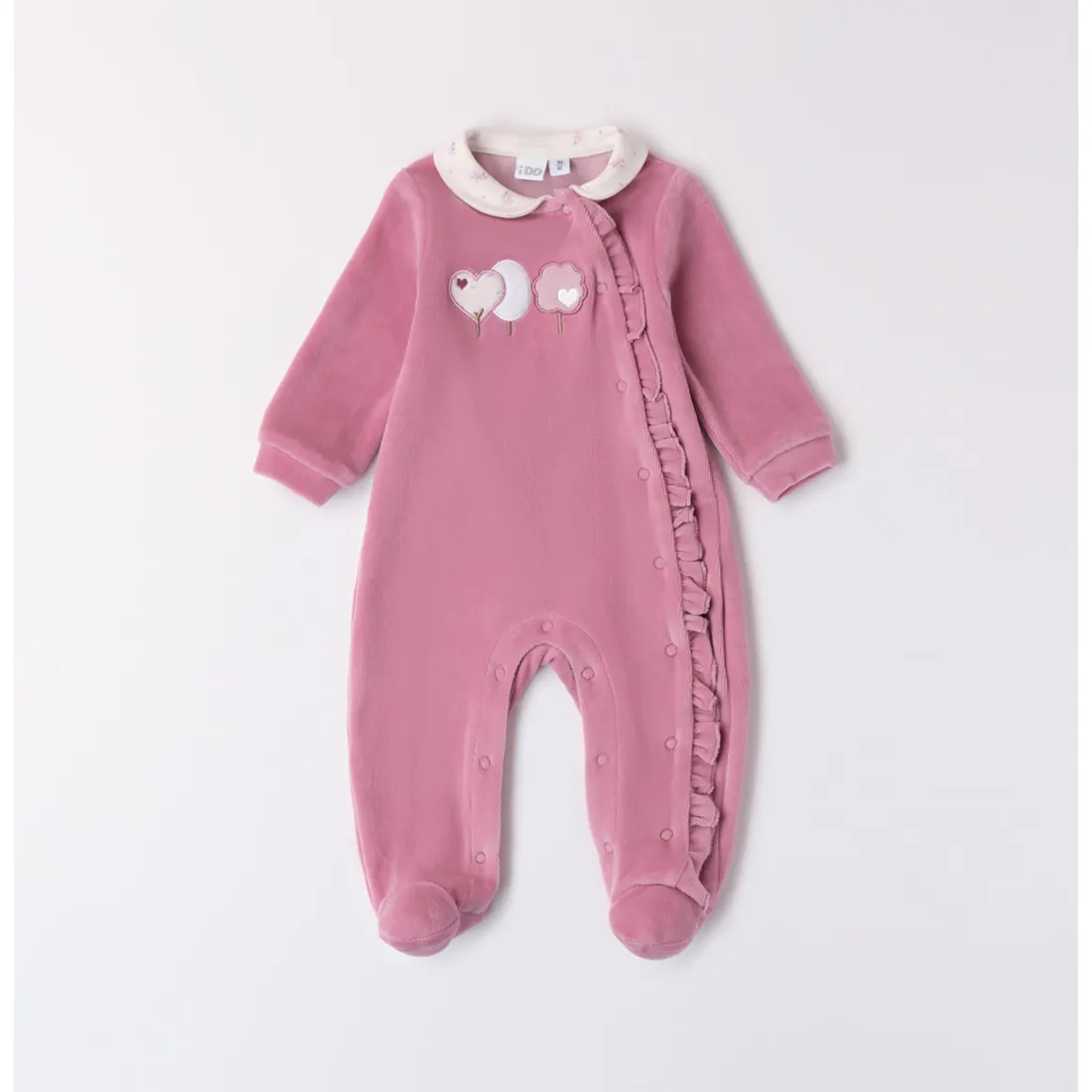 Tutina intera con piede colletto e ricamo centrale