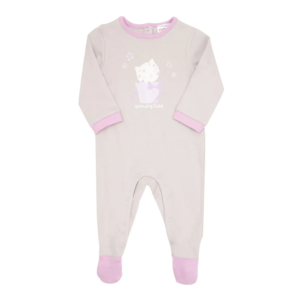 Tutina interlock bimba beige con stampa “gattina”