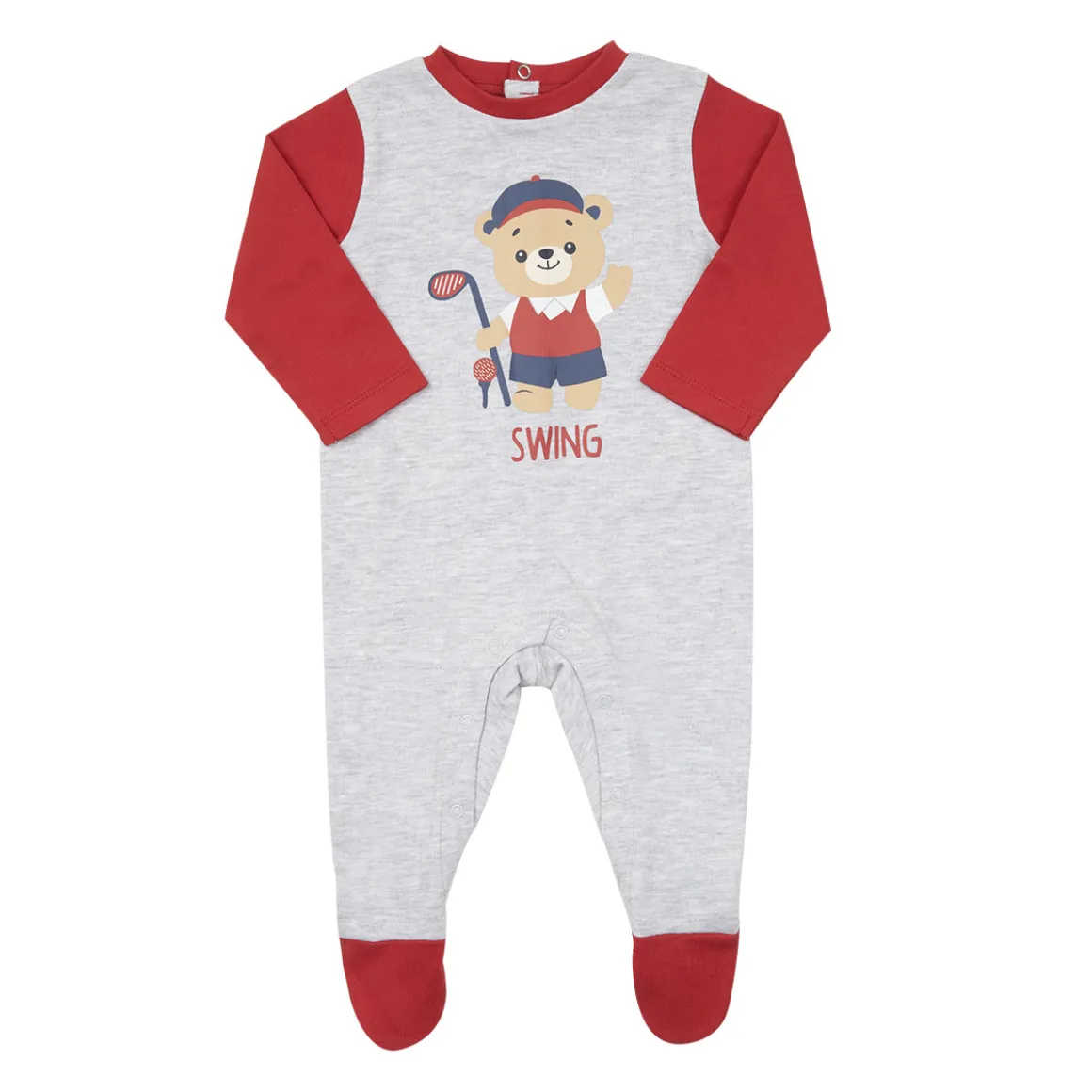 Tutina interlock bimbo bicolor grigio/rosso