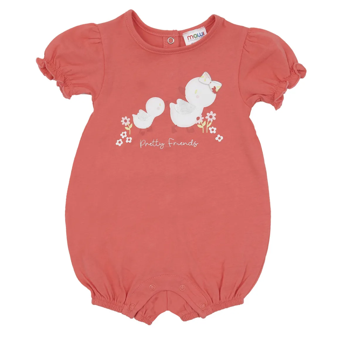 Tutina mezza manica pagliaccetto bimba corallo