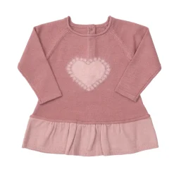 Vestito tricot bimba rosa con intarso